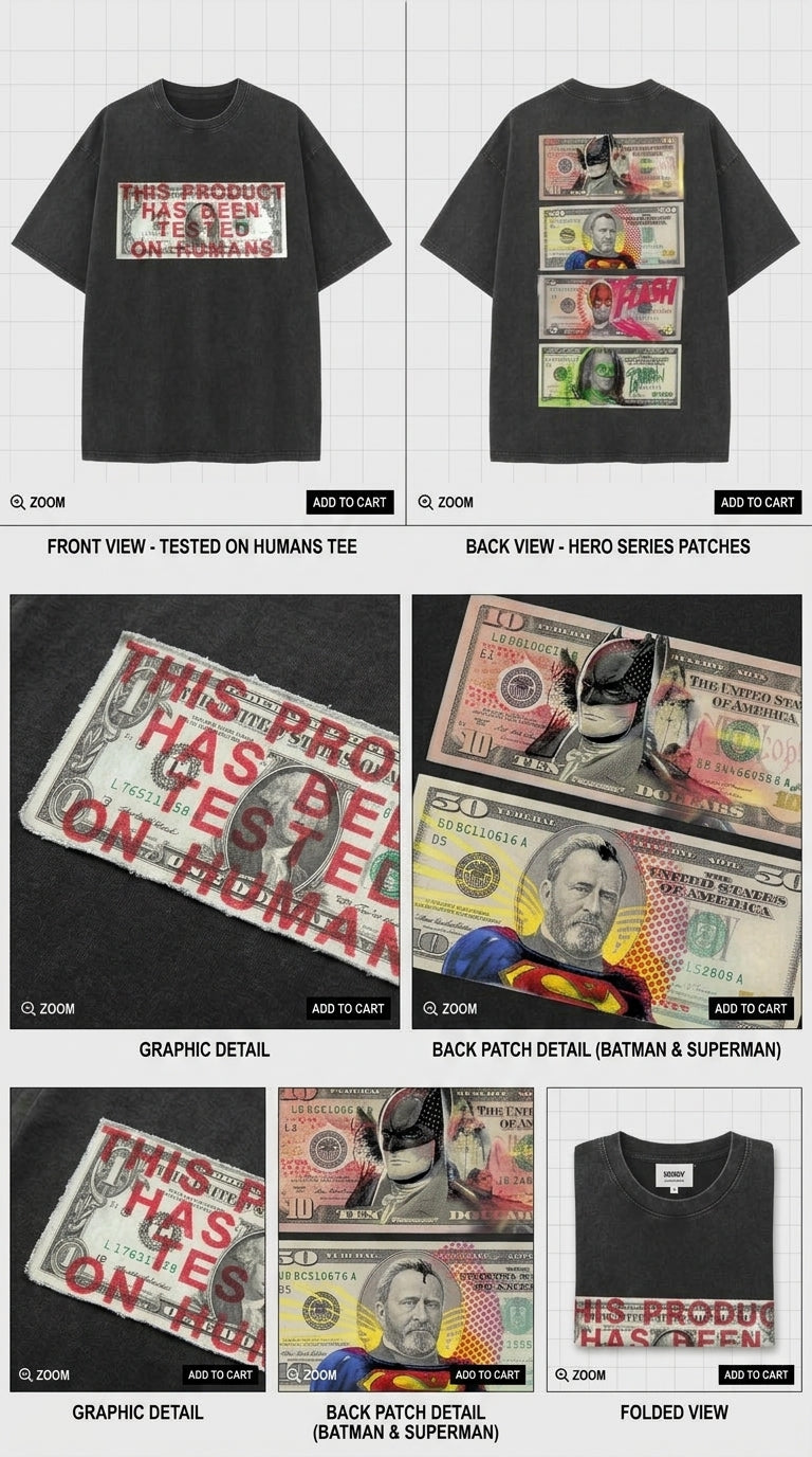 TESTED ON HUMANS - French Terry Cotton T-shirt.