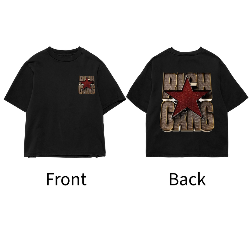 Rich Gang - All Black Cotton T-shirt (220 GSM).
