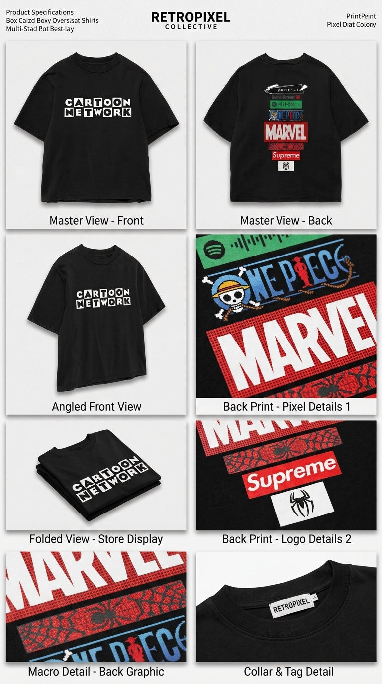 Love CARTOONNETWORK - All Black Cotton T-shirt (220 GSM).