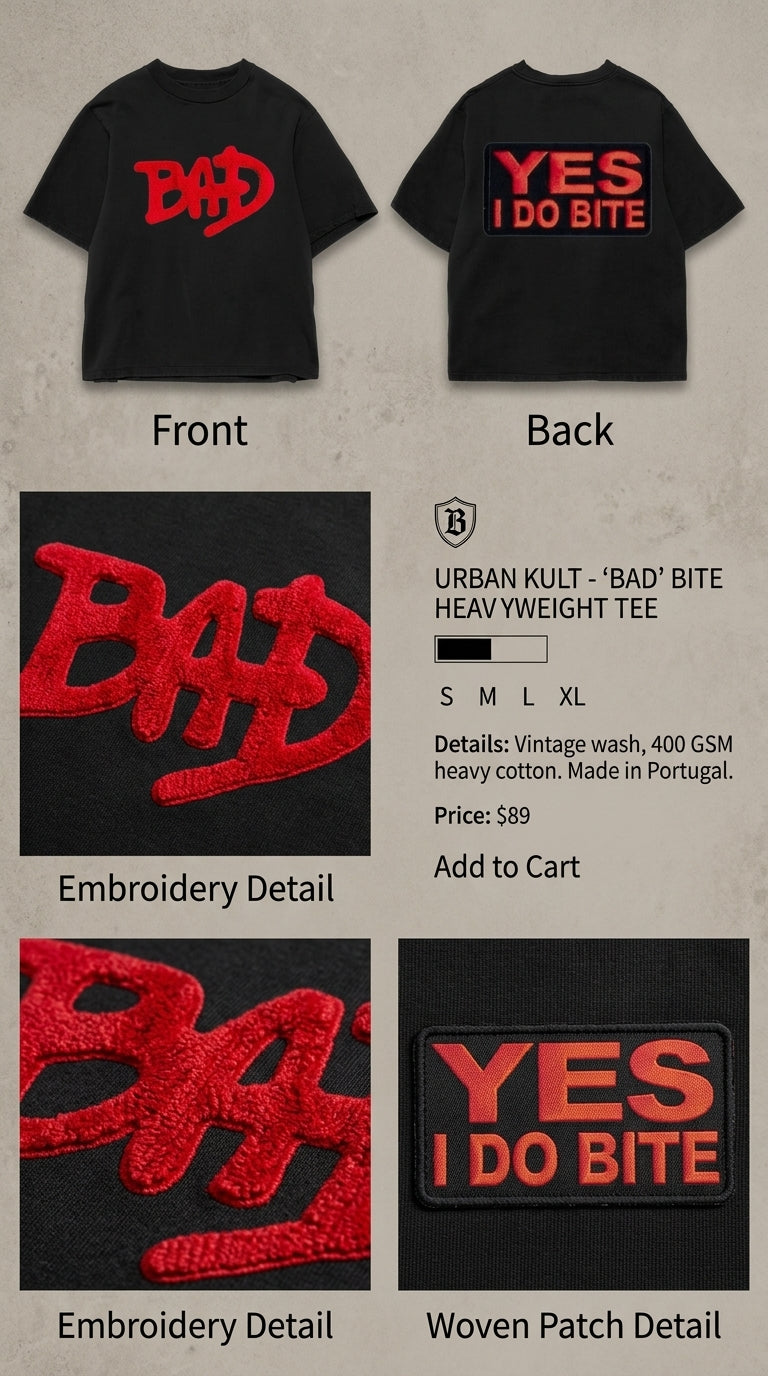 Yes I Do Bite - All Black Cotton T-shirt (220 GSM).