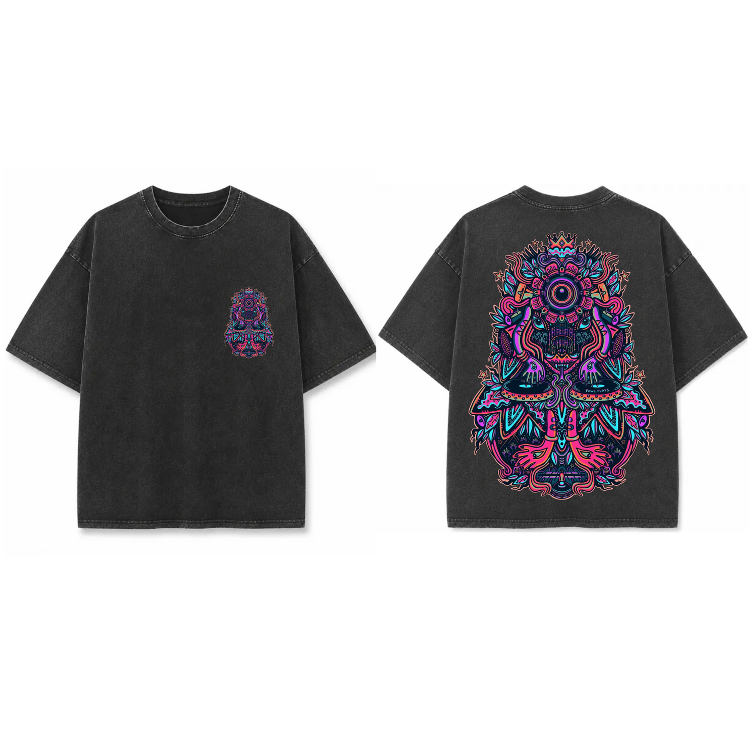 Trippy Psychedelic DJ - French Terry Cotton T-shirt.