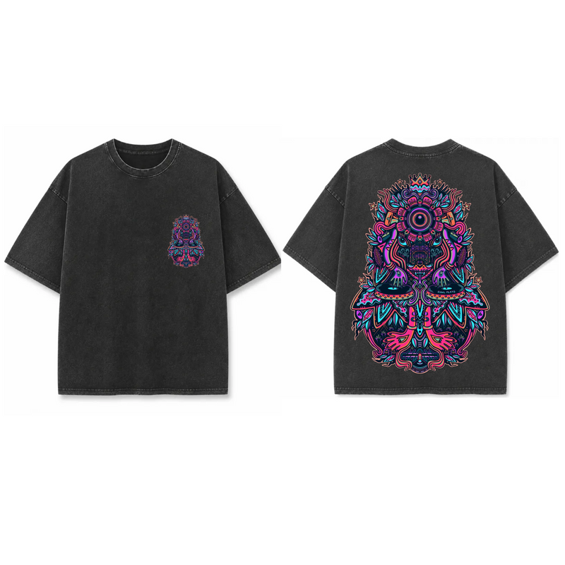 Trippy Psychedelic DJ - French Terry Cotton T-shirt.
