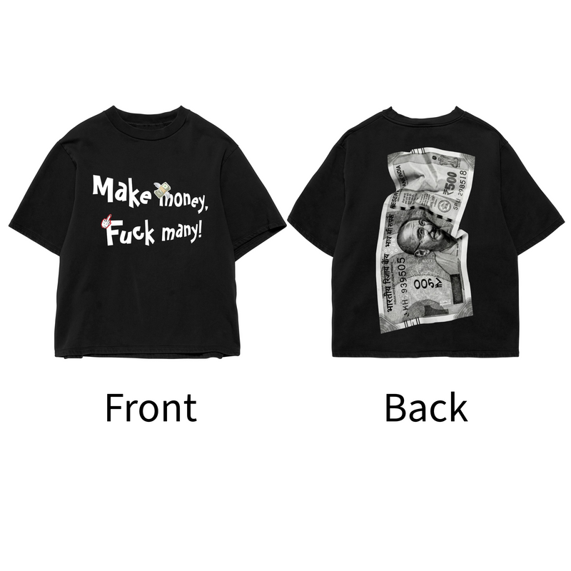 Make Money Fck Many - All Black Cotton T-shirt (220 GSM).