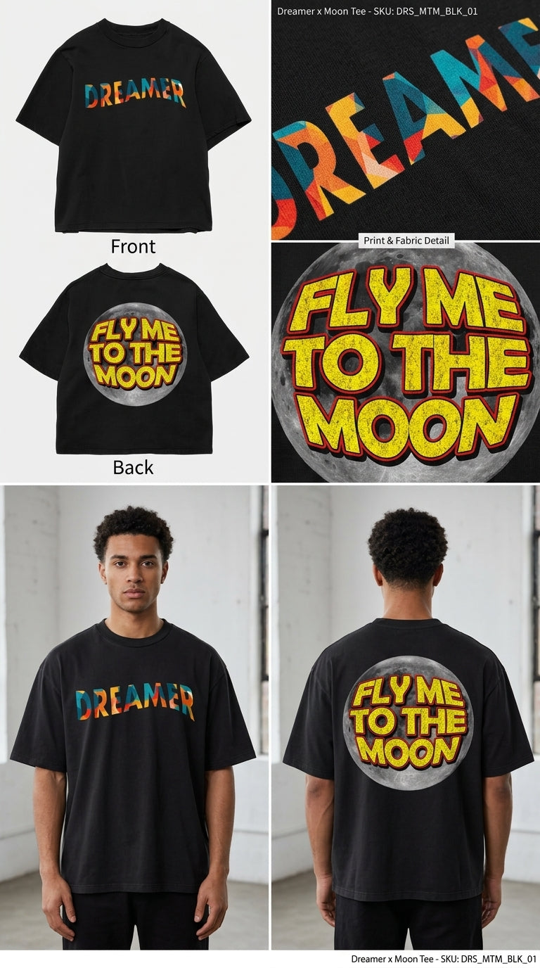 DREAMER - All Black Cotton T-shirt (220 GSM).