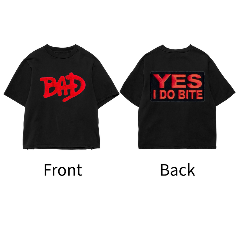 Yes I Do Bite - All Black Cotton T-shirt (220 GSM).