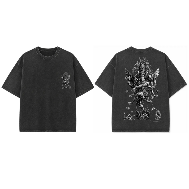 Multi Faced Lord Shiva - French Terry Cotton T-shirt.