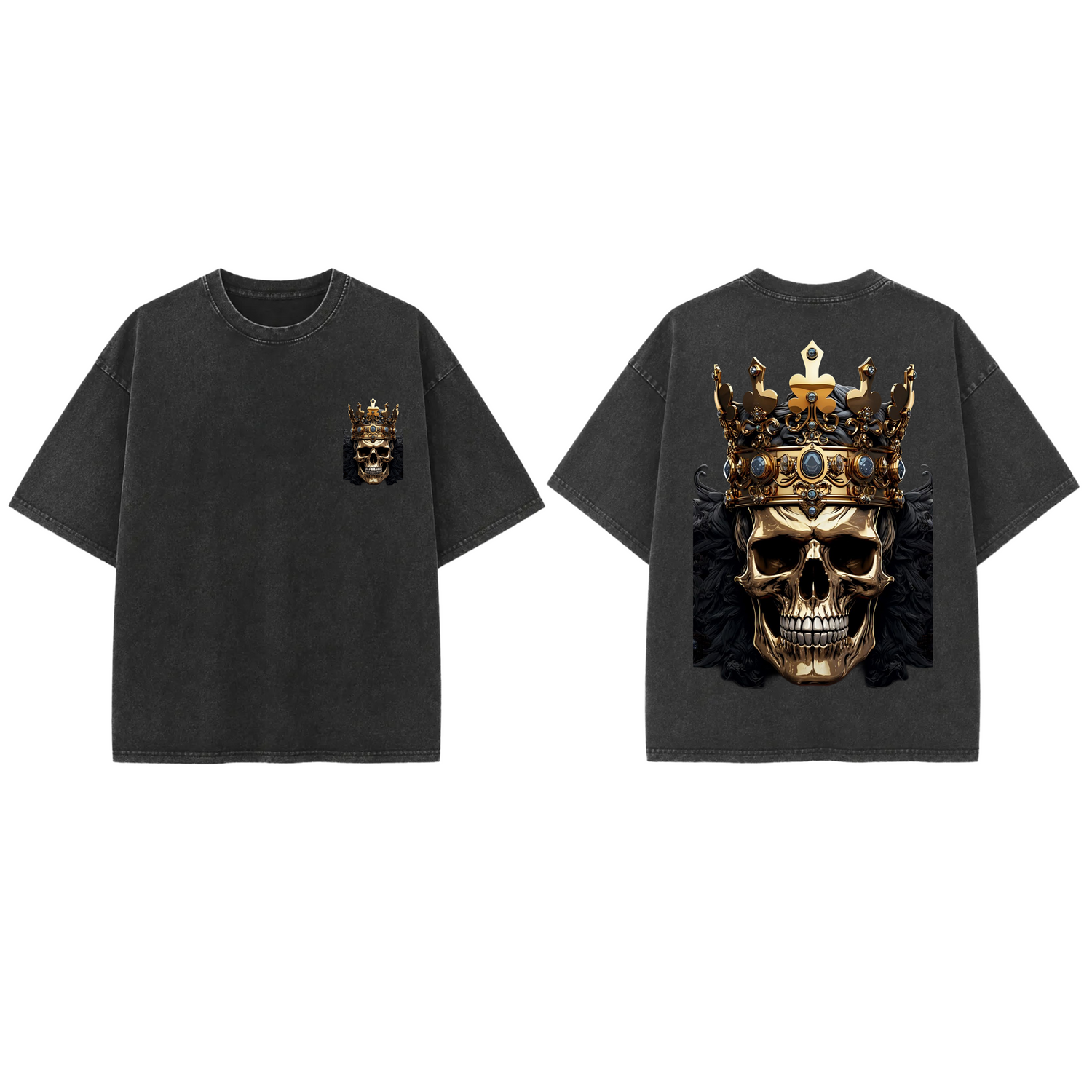 Gold Skull Crown - French Terry Cotton T-shirt.