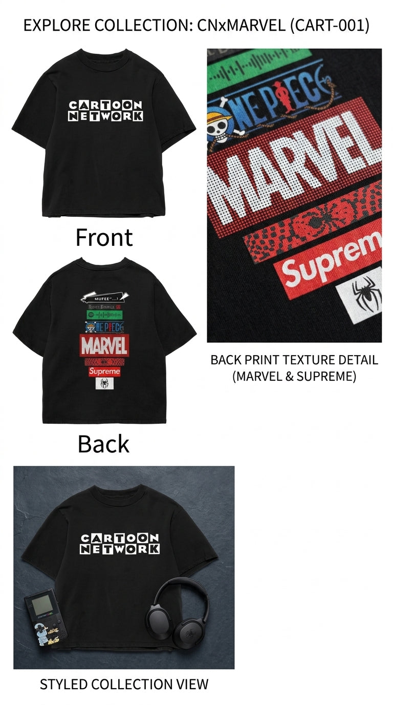 Love CARTOONNETWORK - All Black Cotton T-shirt (220 GSM).