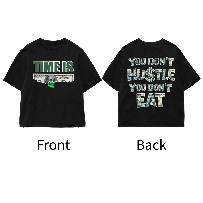 Time Is Money - All Black Cotton T-shirt (220 GSM).