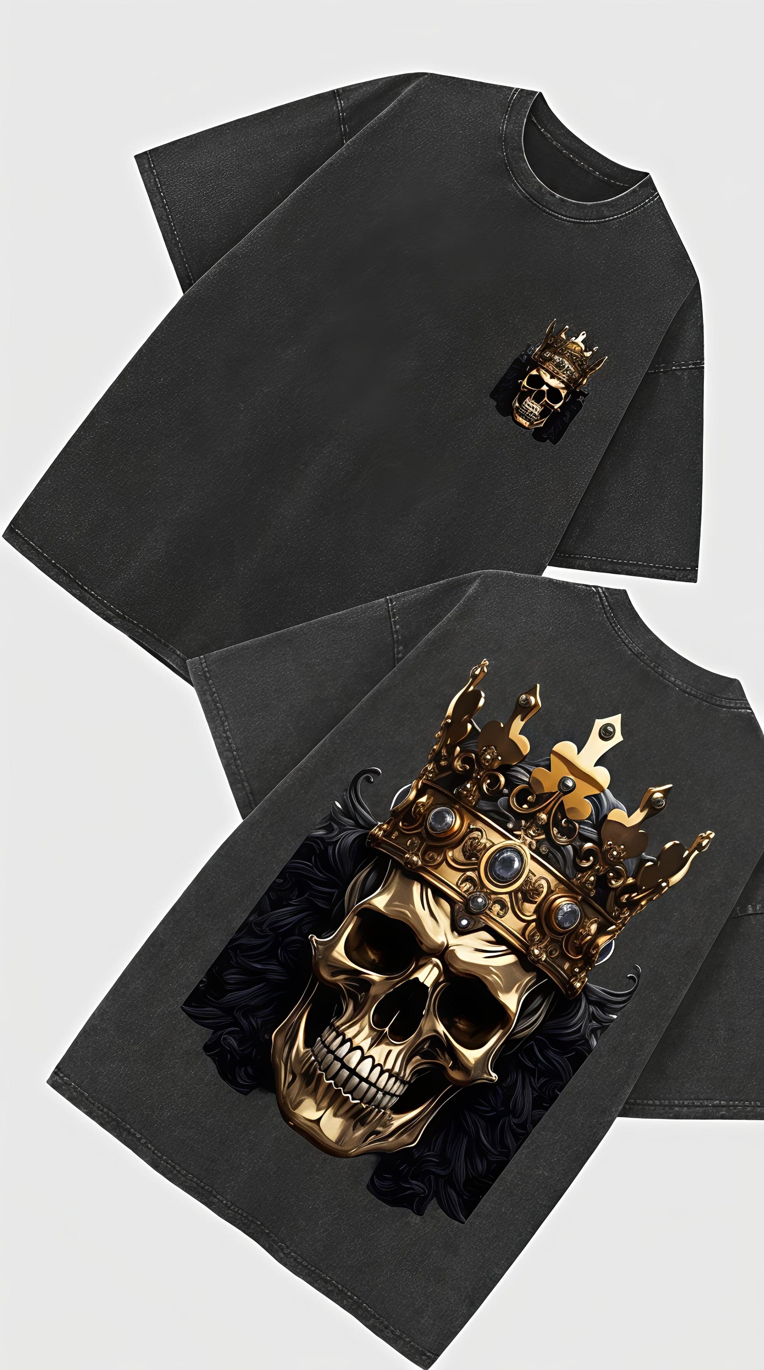 Gold Skull Crown - French Terry Cotton T-shirt.