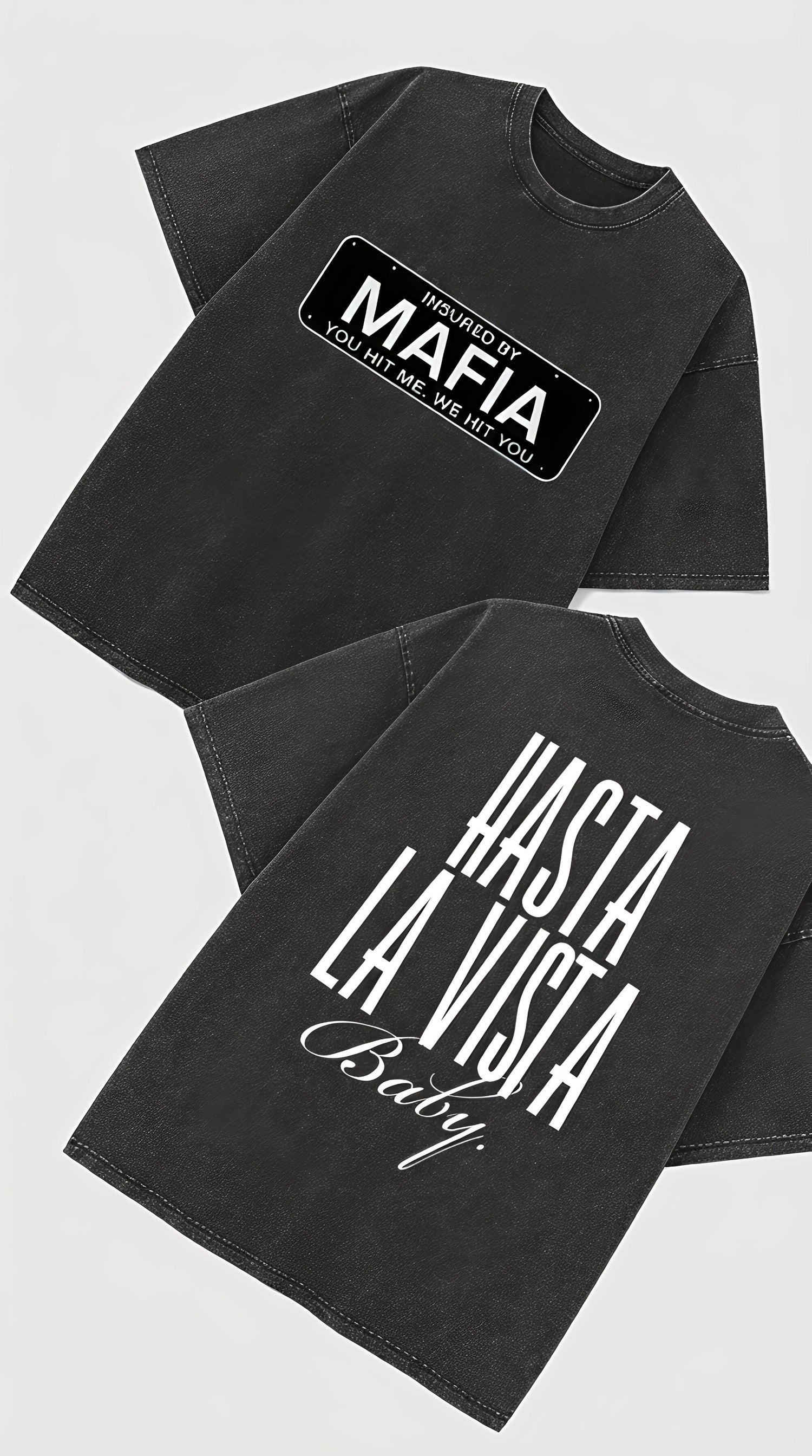 Insured By Mafia - French Terry Cotton T-shirt.