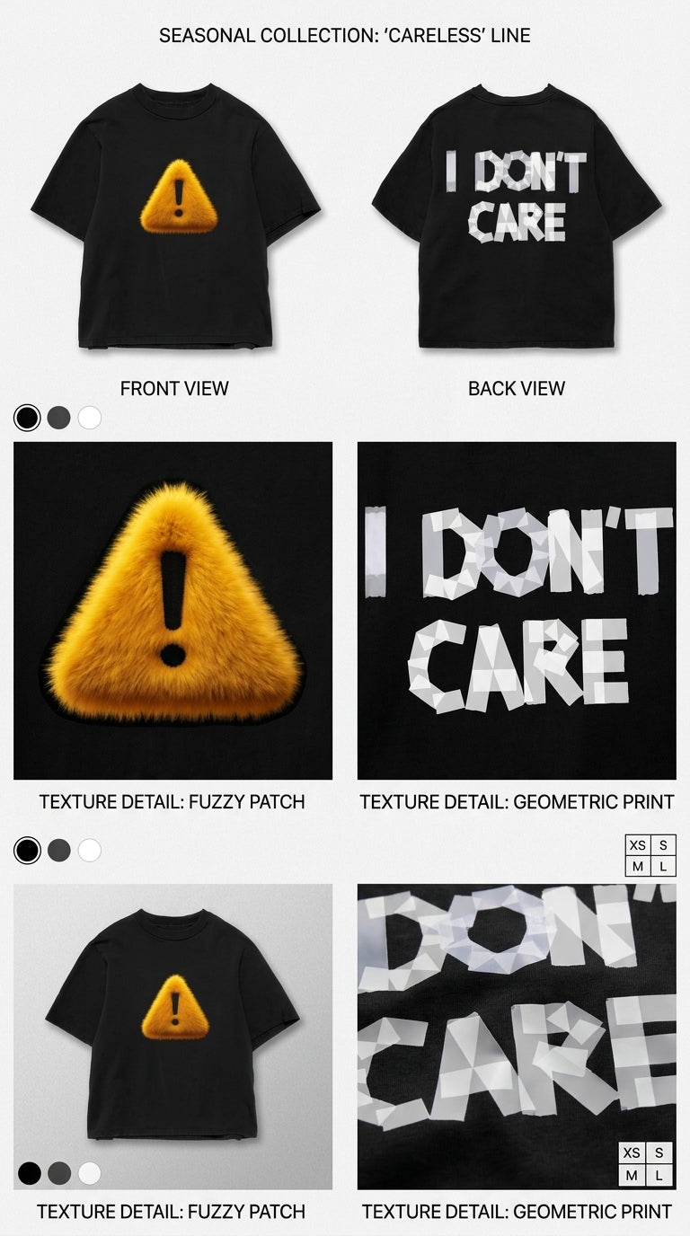 I Don't Care - All Black Cotton T-shirt (220 GSM).