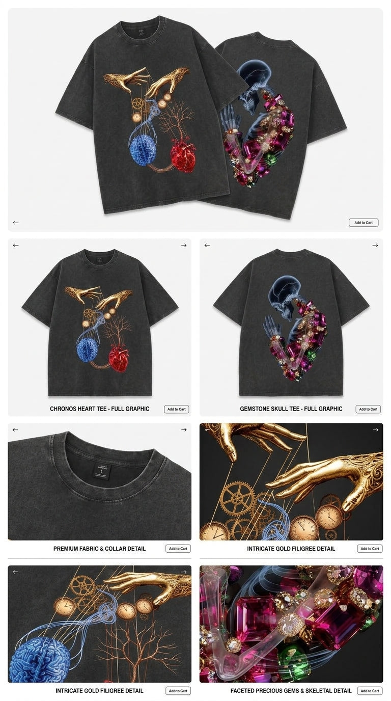 Jeweled Skeleton - French Terry Cotton T-shirt.