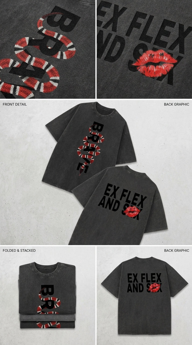 Ex Flex and S*x - French Terry Cotton T-shirt.